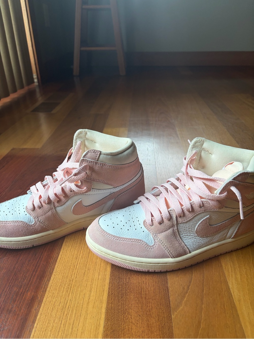Nike Women’s Pink and White Mid-Top Sneakers
